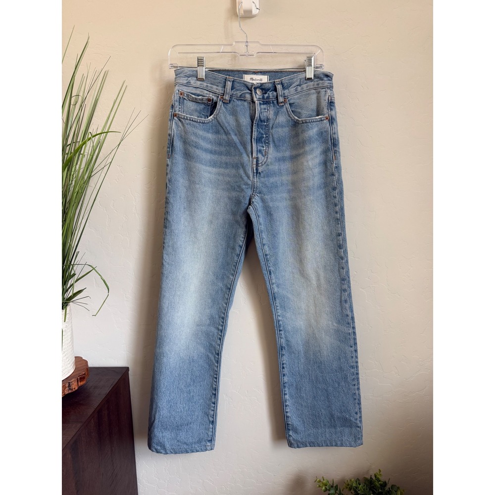 Madewell Longline Straight Jeans Size 26 Light Wash Button Fly Altered Hem